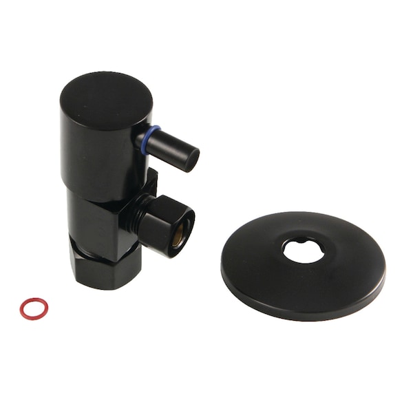 Kingston Brass 5/8"O.D x 3/8" O.D Anti-Seize Deluxe Quarter Turn Ceramic Hardisc Cartridge Angle Stop, Matte Black CD53300DLK - main